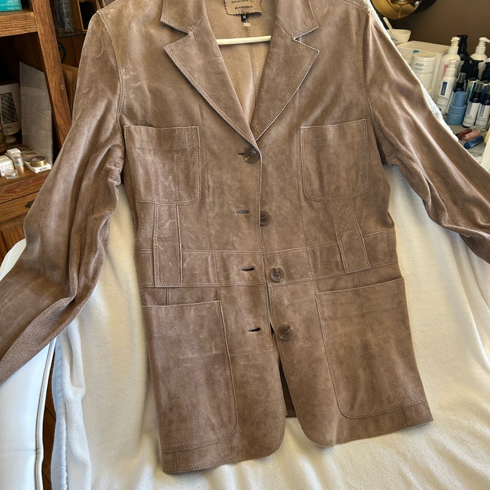 Hilary Radley Brown Blazer Classic Notched Lapels